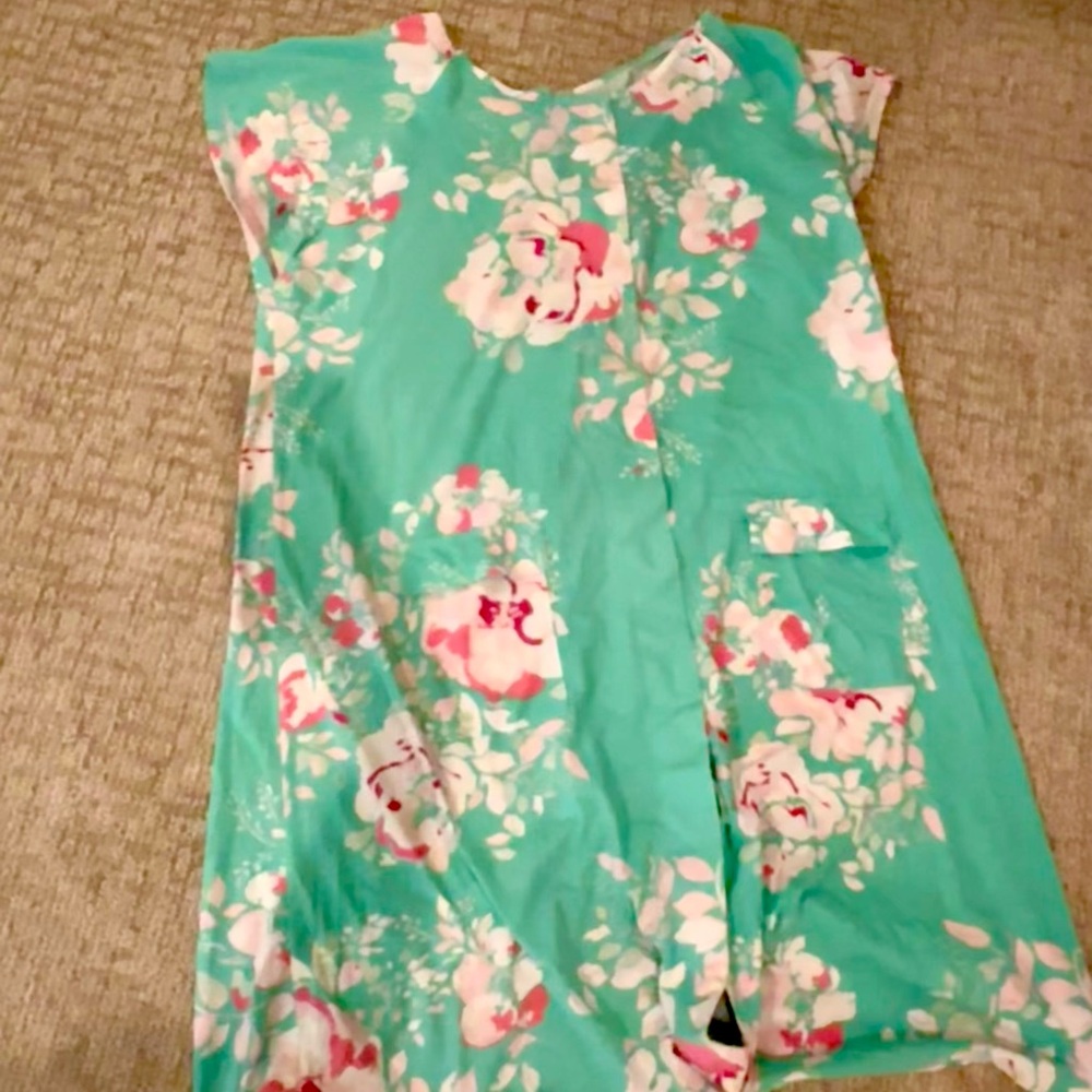 Kindred Bravely Floral Labor & Delivery Dress - Teal and Pink